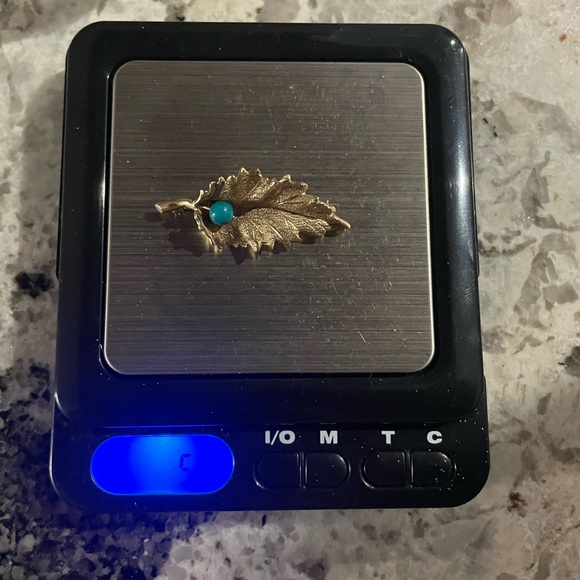 10k yellow gold brooch with turquoise stone - Picture 11 of 11